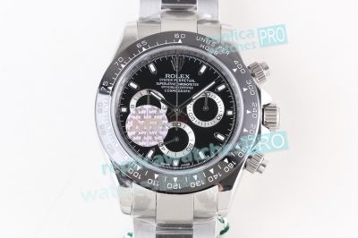 MR Factory The Best Swiss Replica Rolex Daytona Ceramic Bezel Watch Black Dial Stainless Steel Band